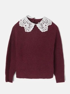 Jersey girl punto cuello bobo burdeos