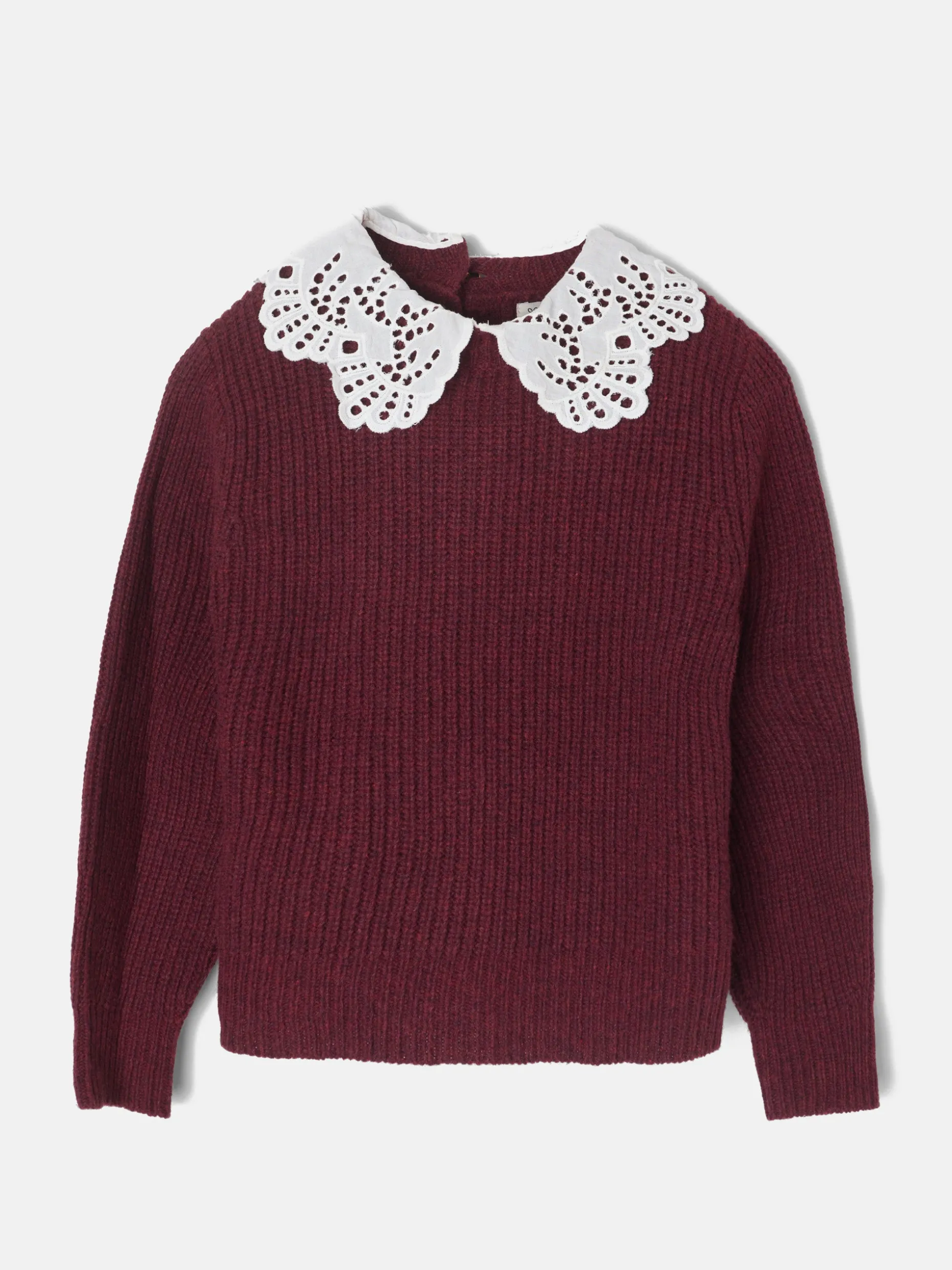 Jersey girl punto cuello bobo burdeos
