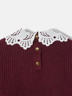 Jersey girl punto cuello bobo burdeos