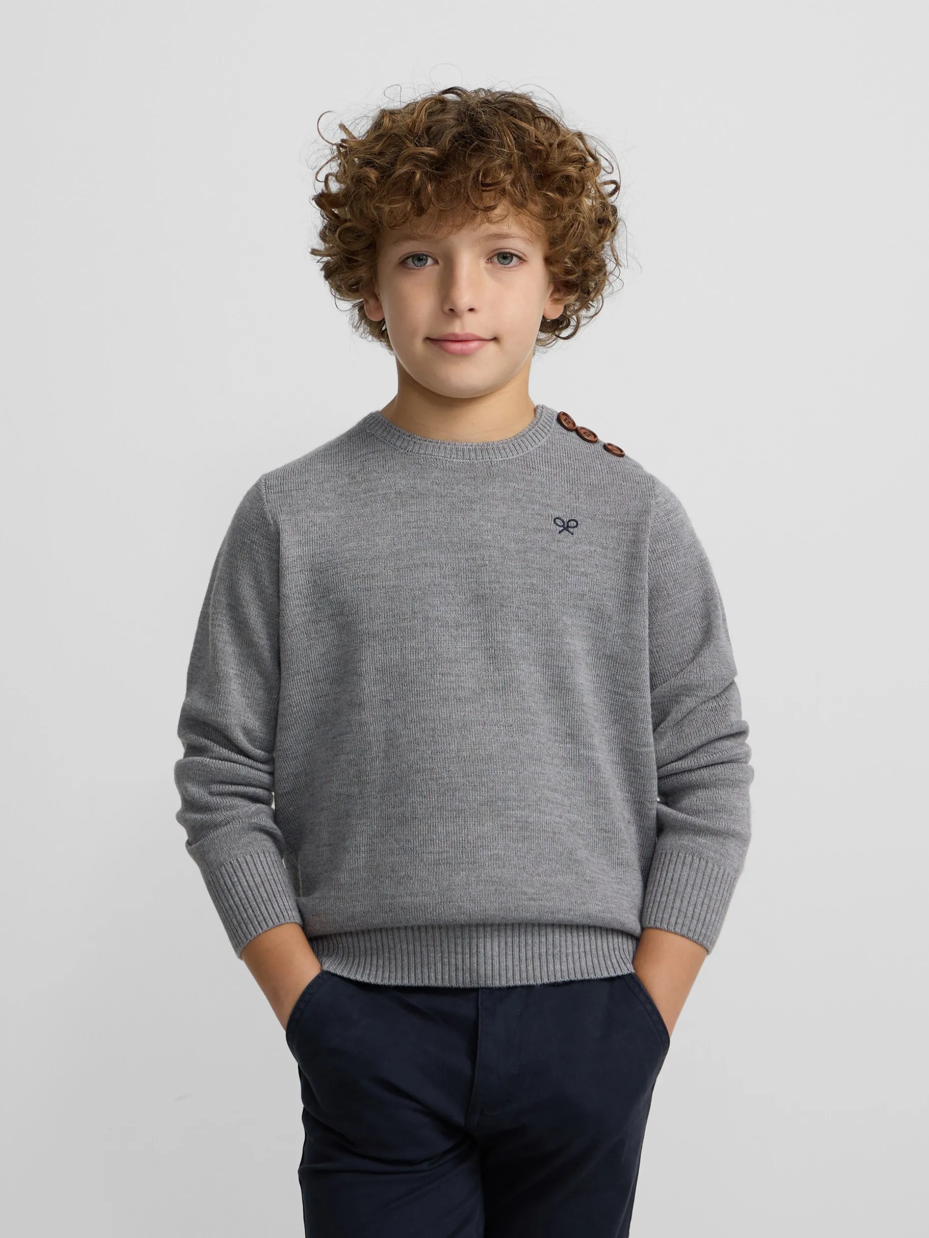 Jersey kids liso botones gris