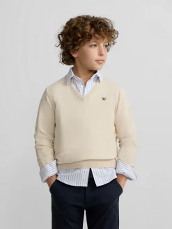 Jersey kids v neck beige