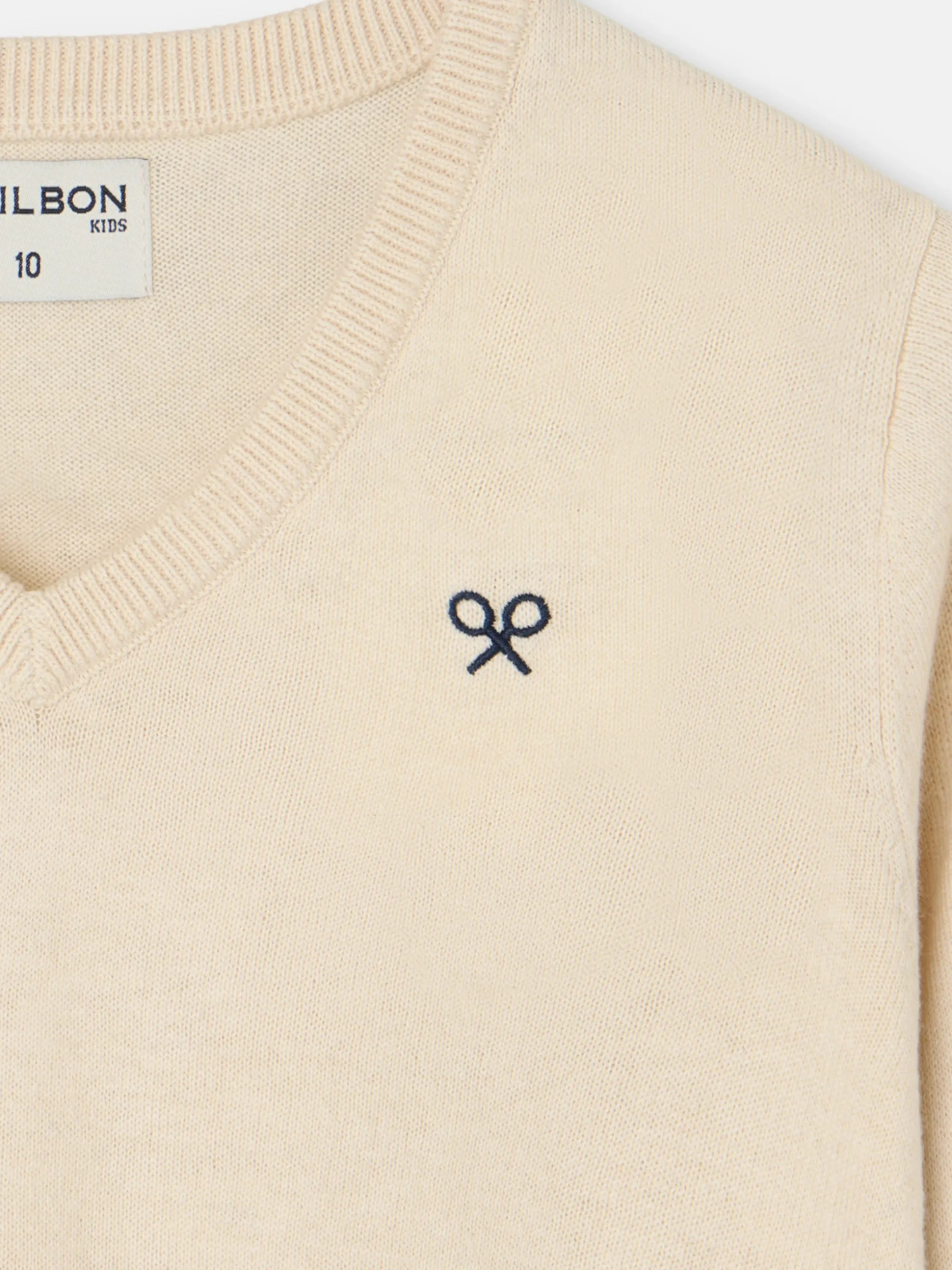 Jersey kids v neck beige