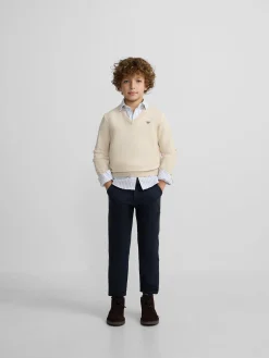Jersey kids v neck beige