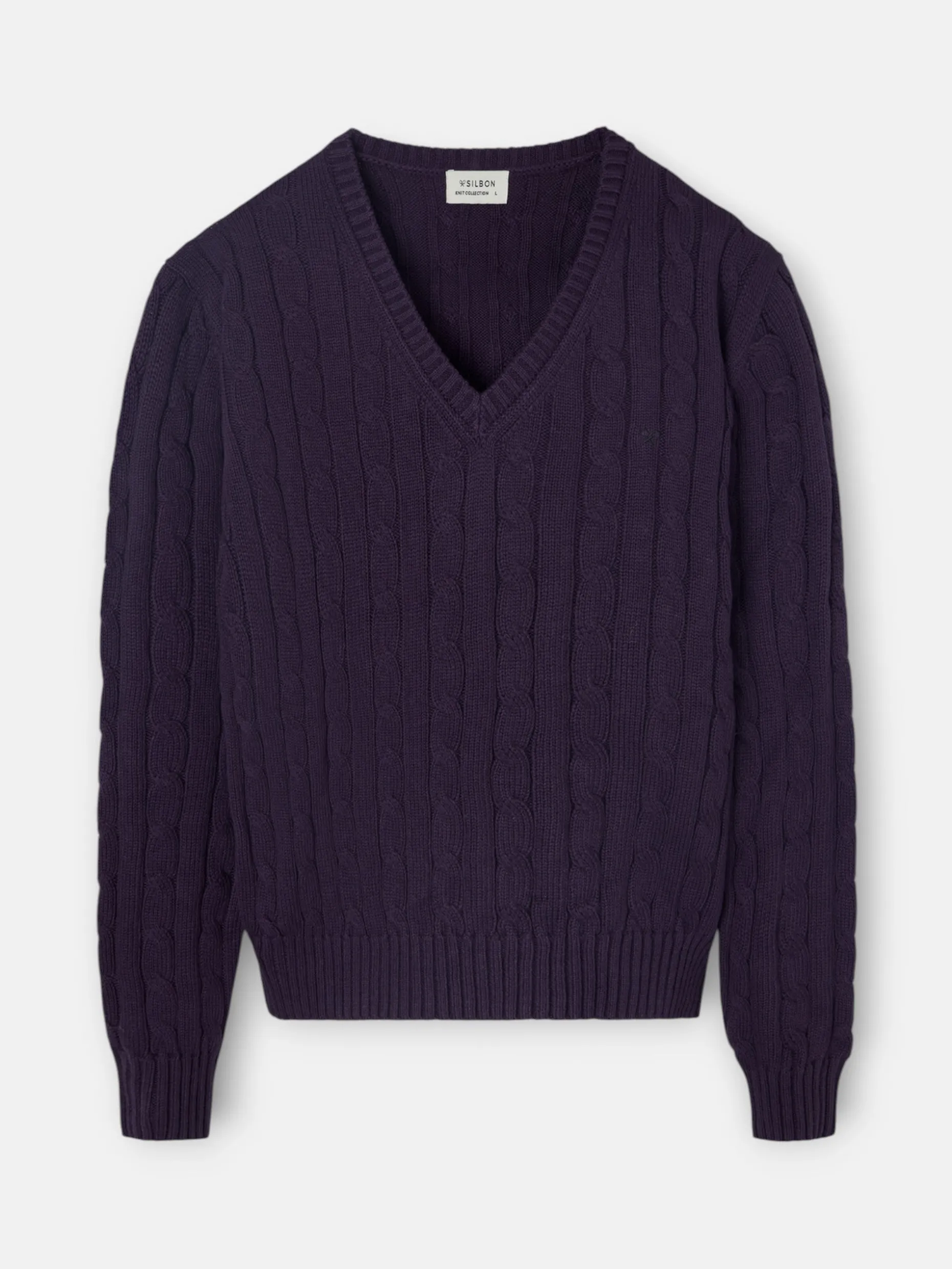 Jersey punto cuello pico morado