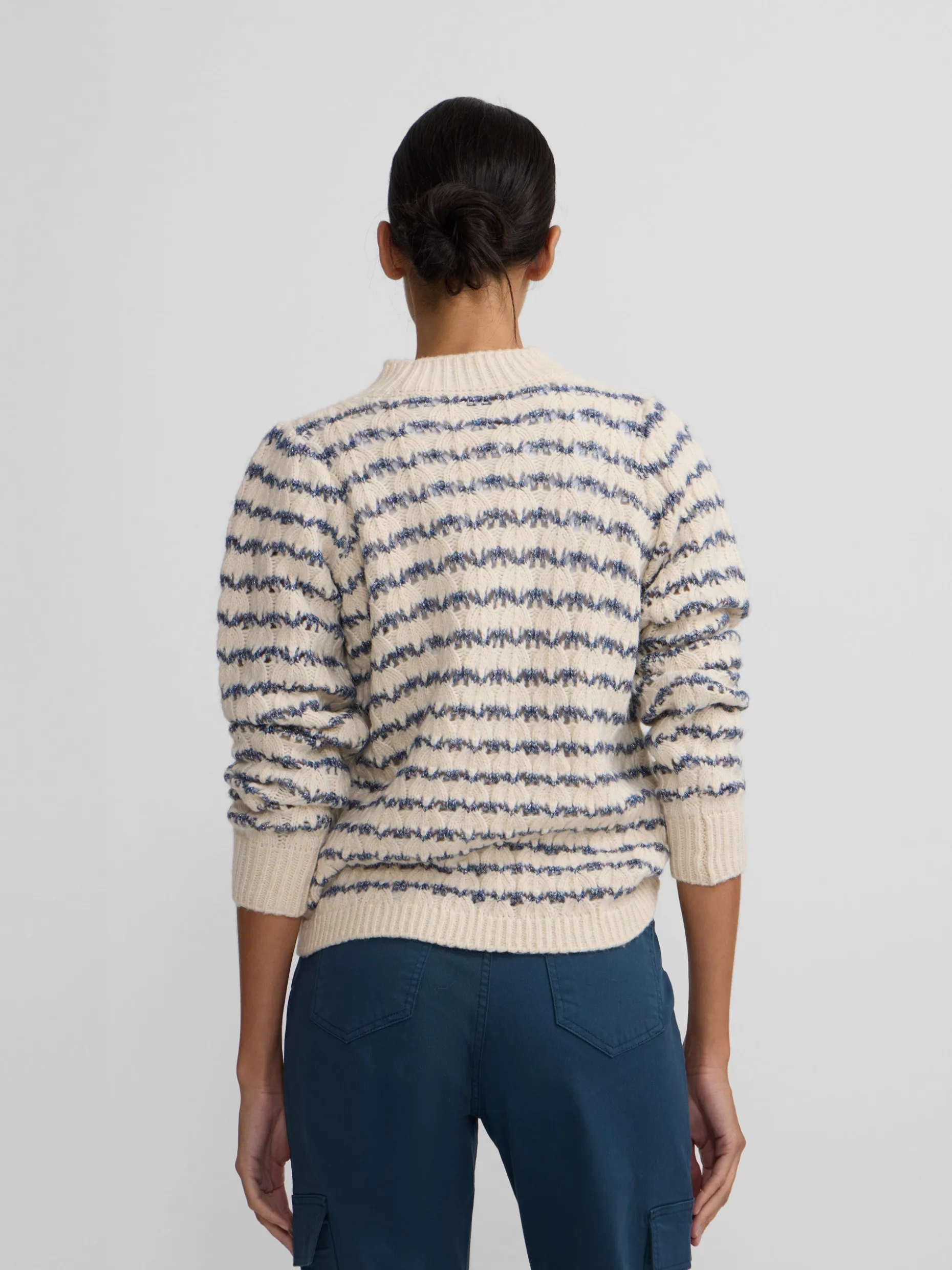 Jersey rayas lurex azul y blanco