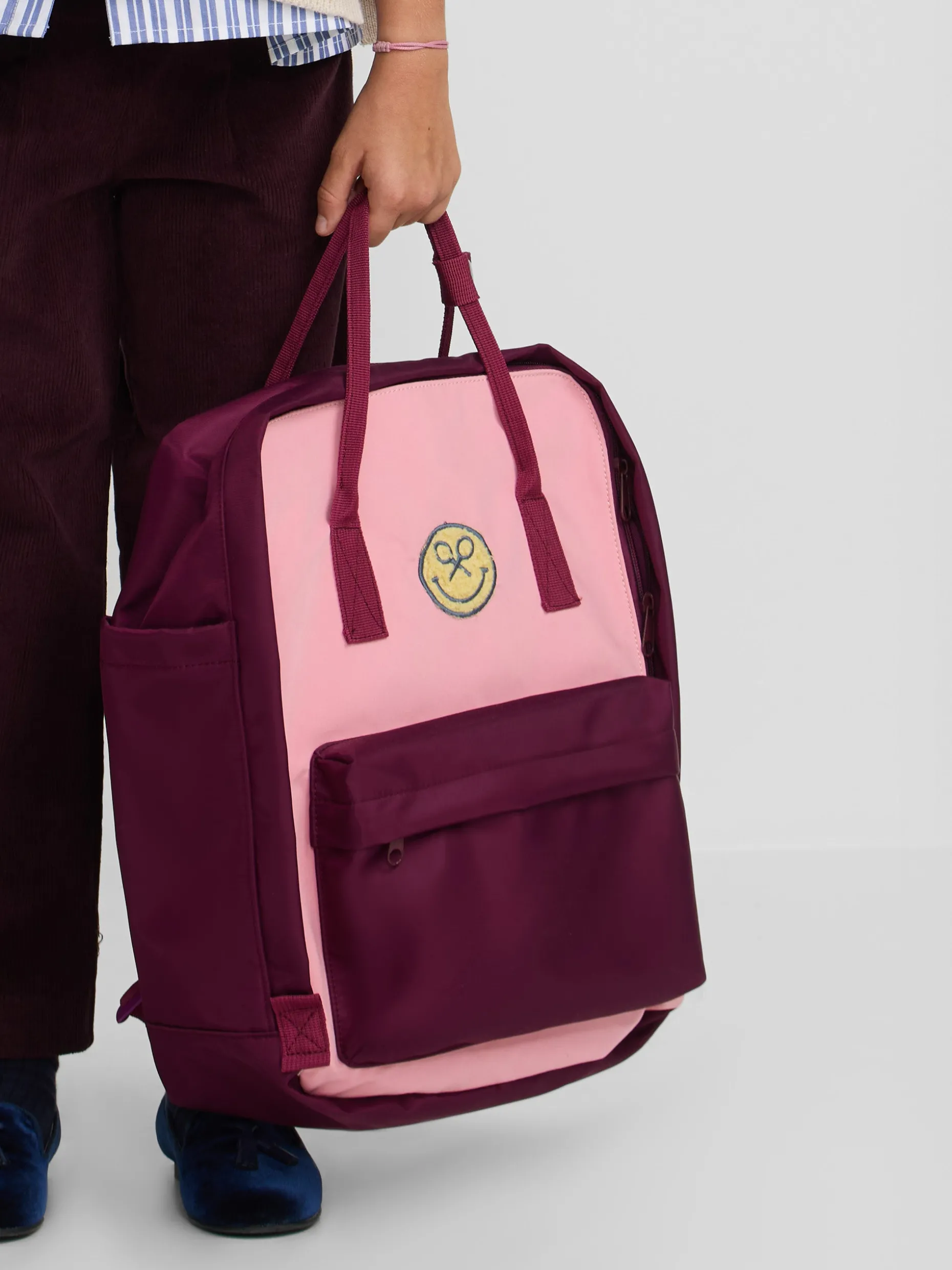 Mochila girl smile rosa y granate