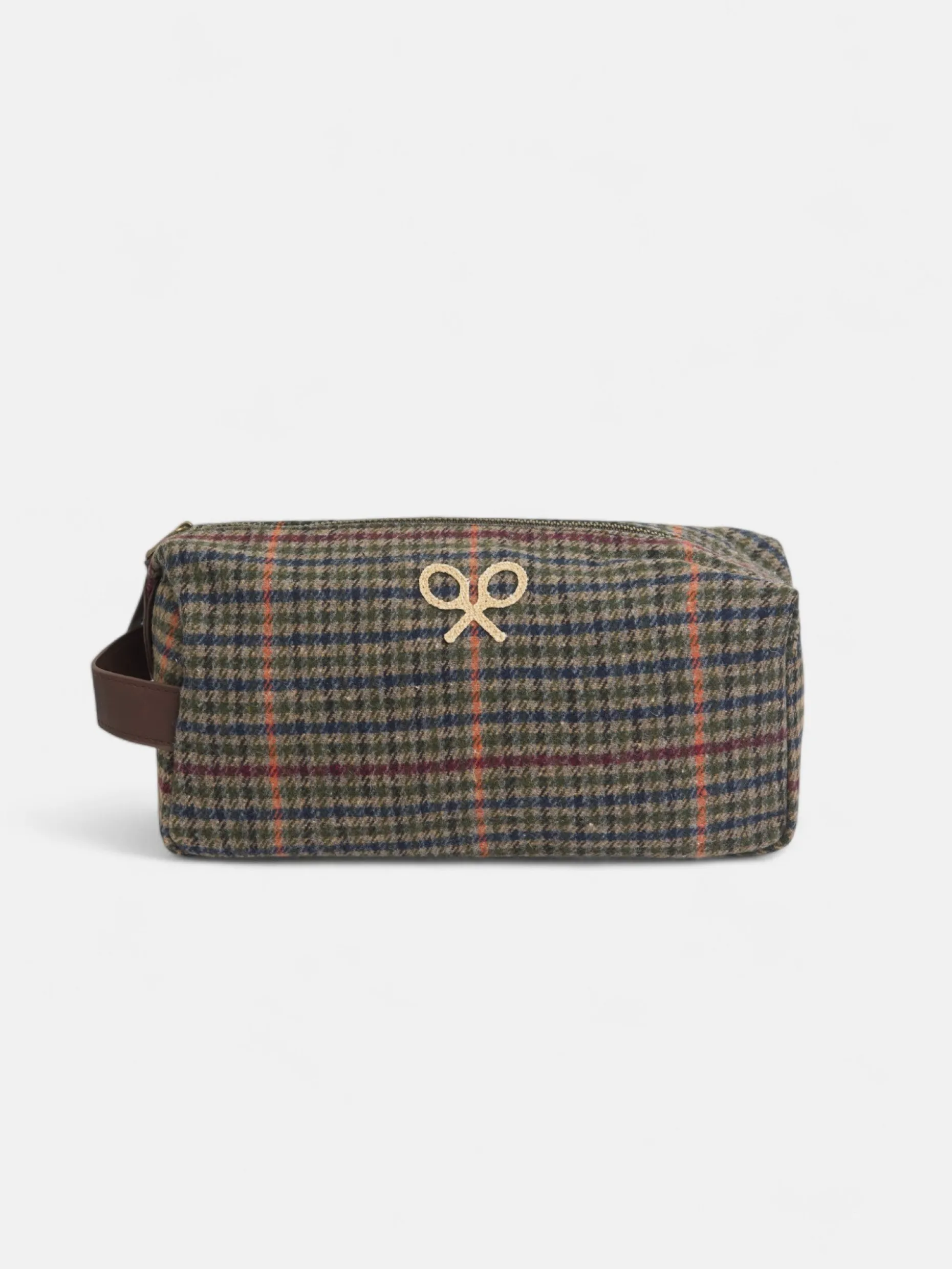 Neceser casual tejido cuadros marron