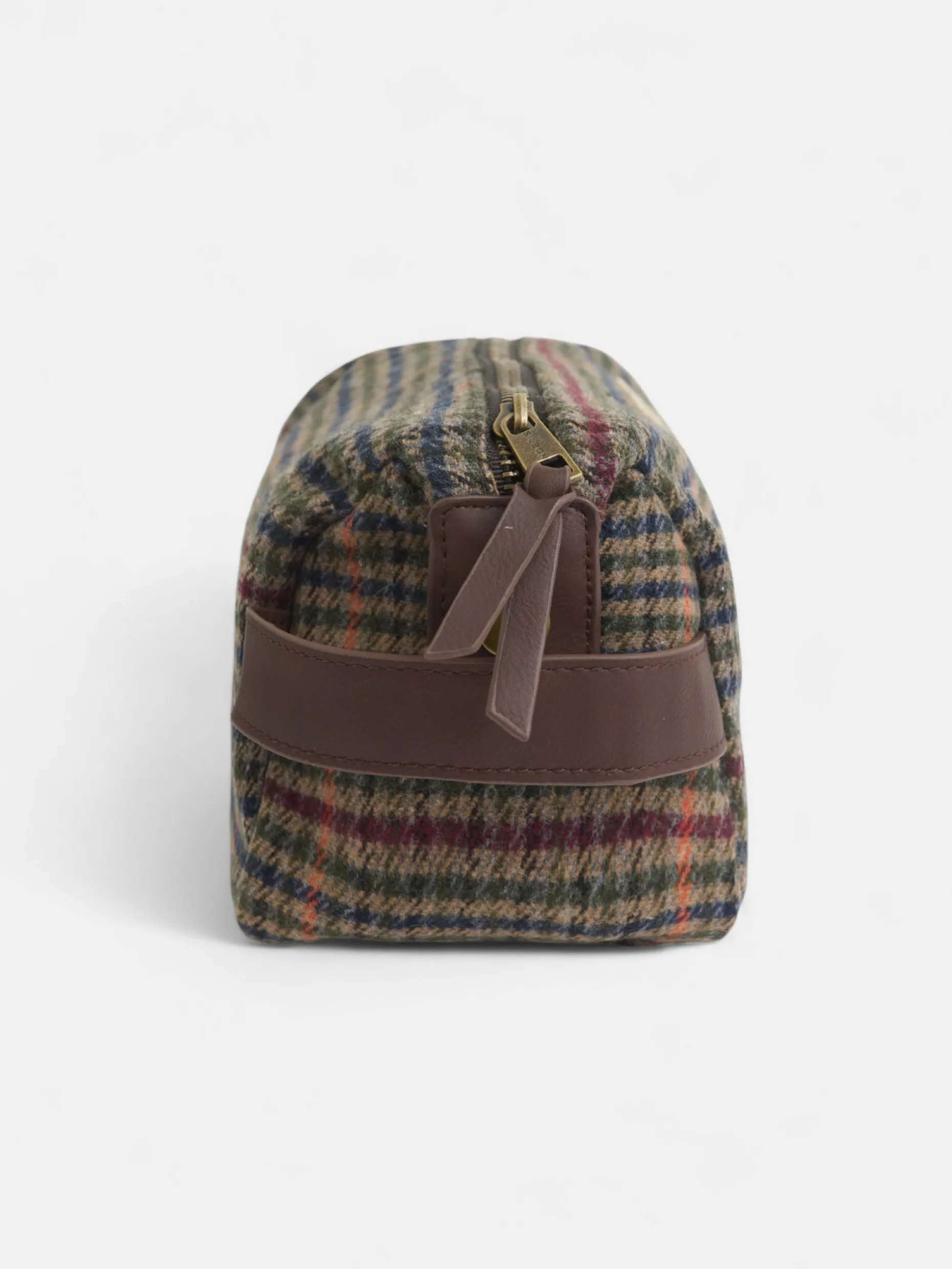 Neceser casual tejido cuadros marron