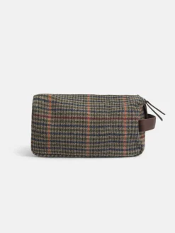 Neceser casual tejido cuadros marron