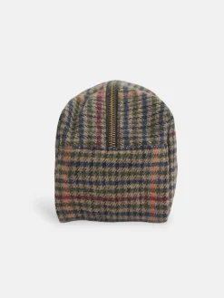 Neceser casual tejido cuadros marron