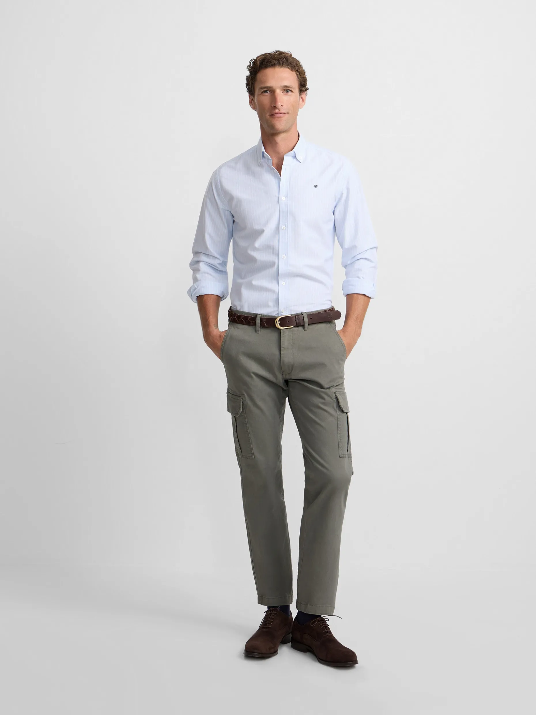 Pantalon cargo casual verde