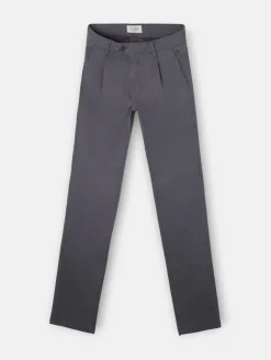 Pantalon chino casual pinzas gris oscuro
