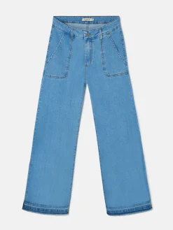 Pantalon culotte bolsillos denim