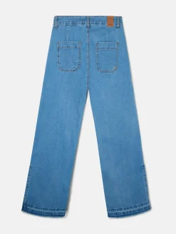 Pantalon culotte bolsillos denim