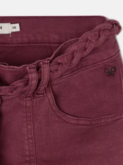 Pantalon denim cinturon trenza granate
