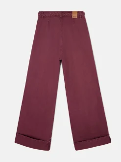 Pantalon denim cinturon trenza granate