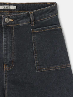 Pantalon denim espiga estampado gris