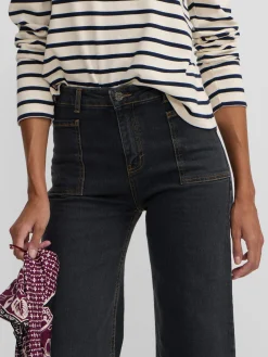 Pantalon denim espiga estampado gris