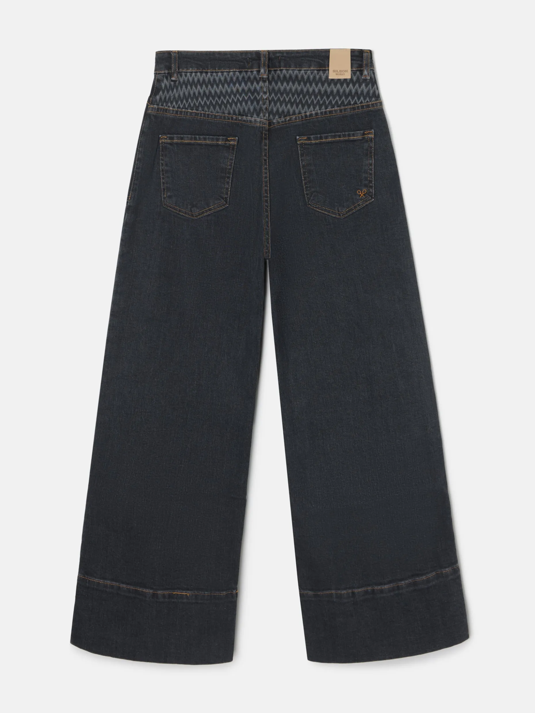 Pantalon denim espiga estampado gris