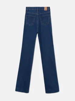 Pantalon denim flare bolsillos