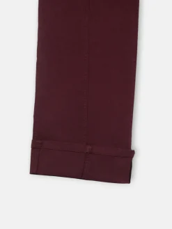 Pantalon denim vuelta burdeos