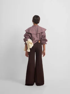 Pantalon girl bolsillos trenza marron