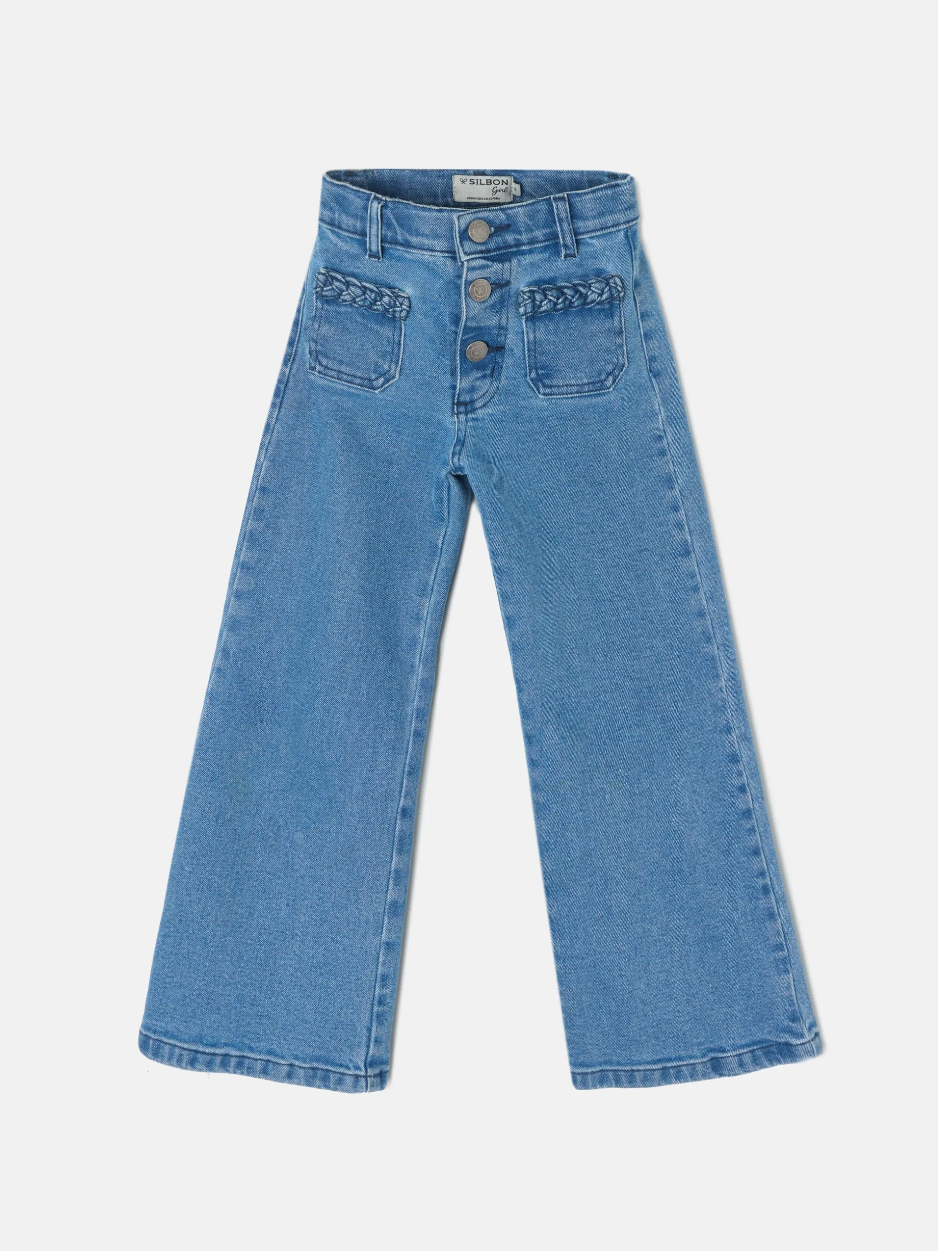 Pantalon girl bolsillos trenza denim