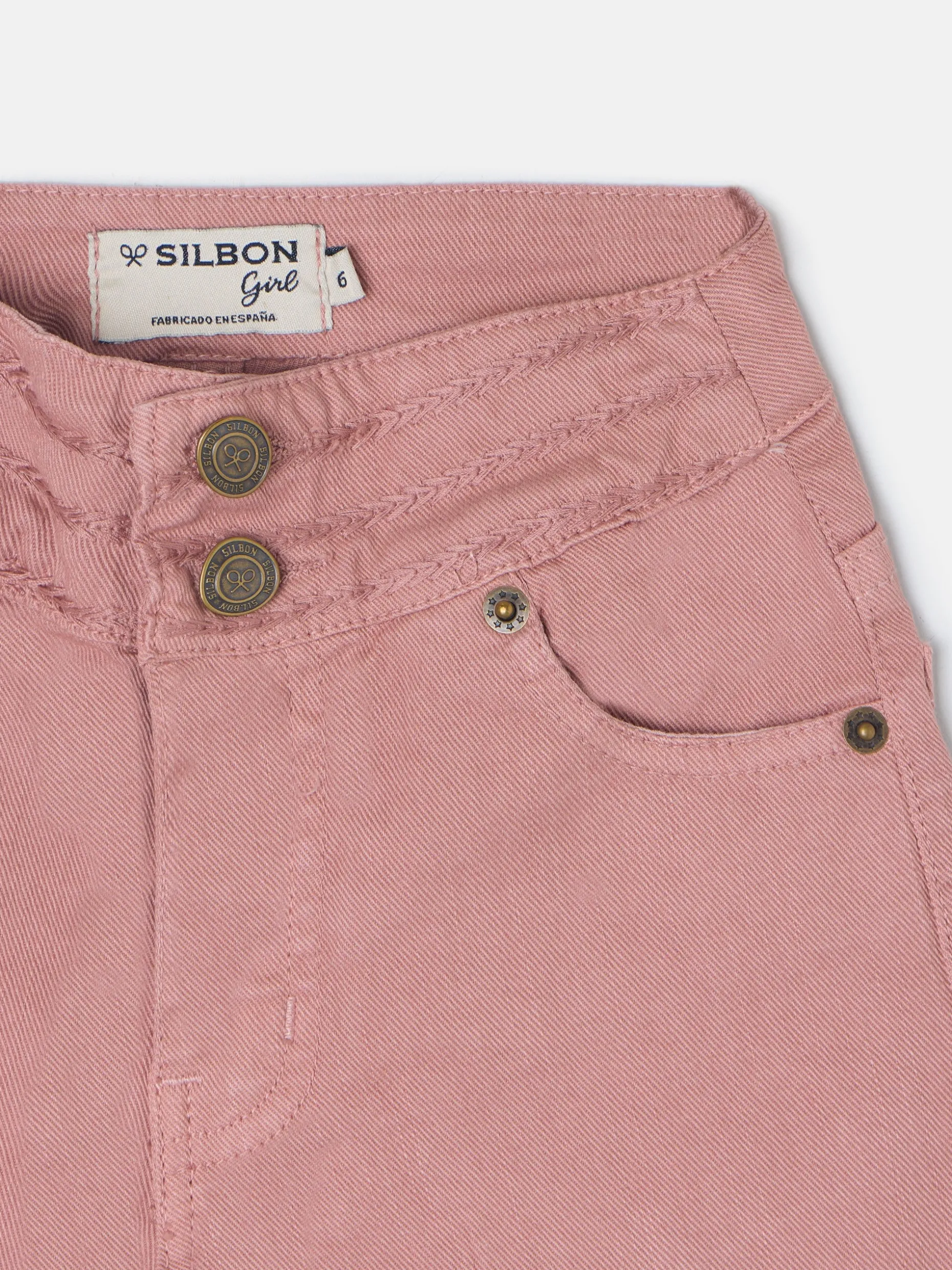 Pantalon girl bordado rosa