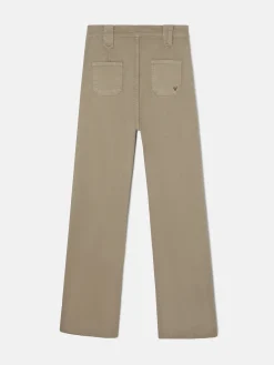 Pantalon recto detalle hebillas beige oscuro