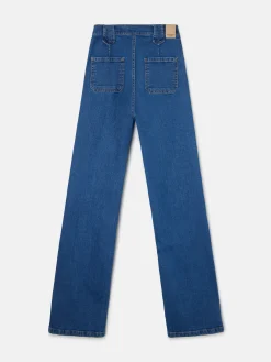 Pantalon recto detalle hebillas denim