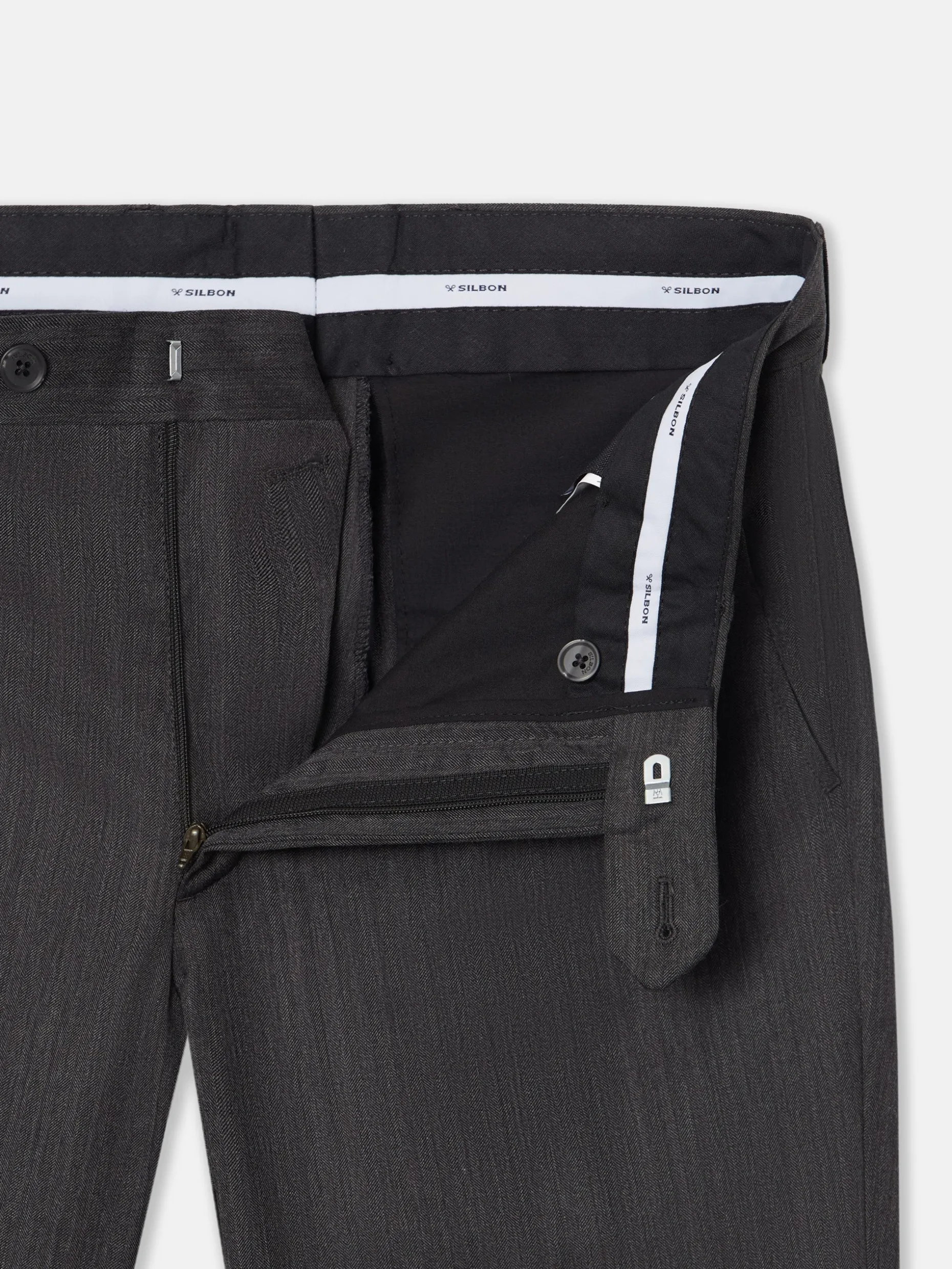 Pantalon traje clasico espiga gris