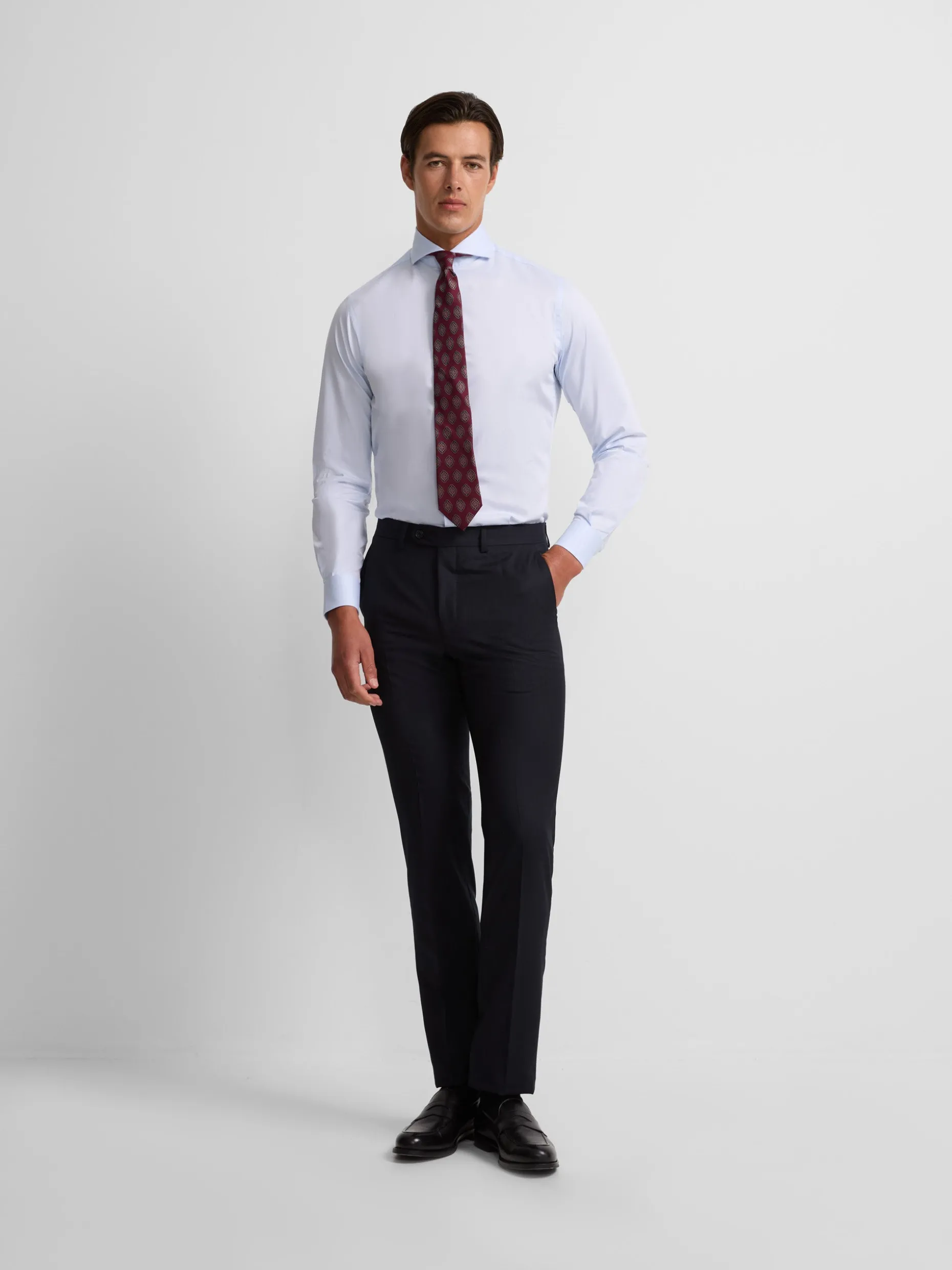 Pantalon traje clasico espiga azul marino