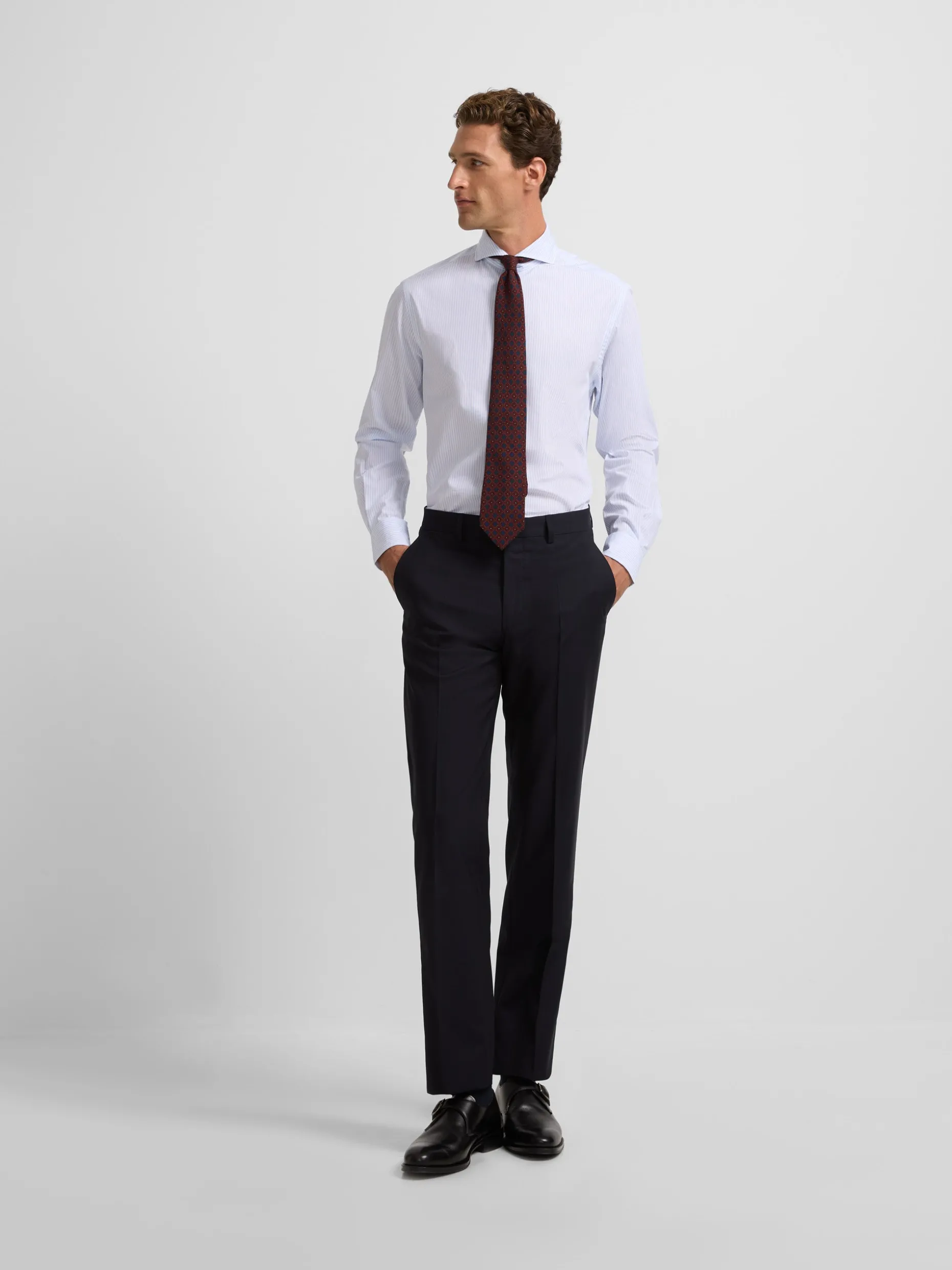 Pantalon traje cruzado stretch azul marino