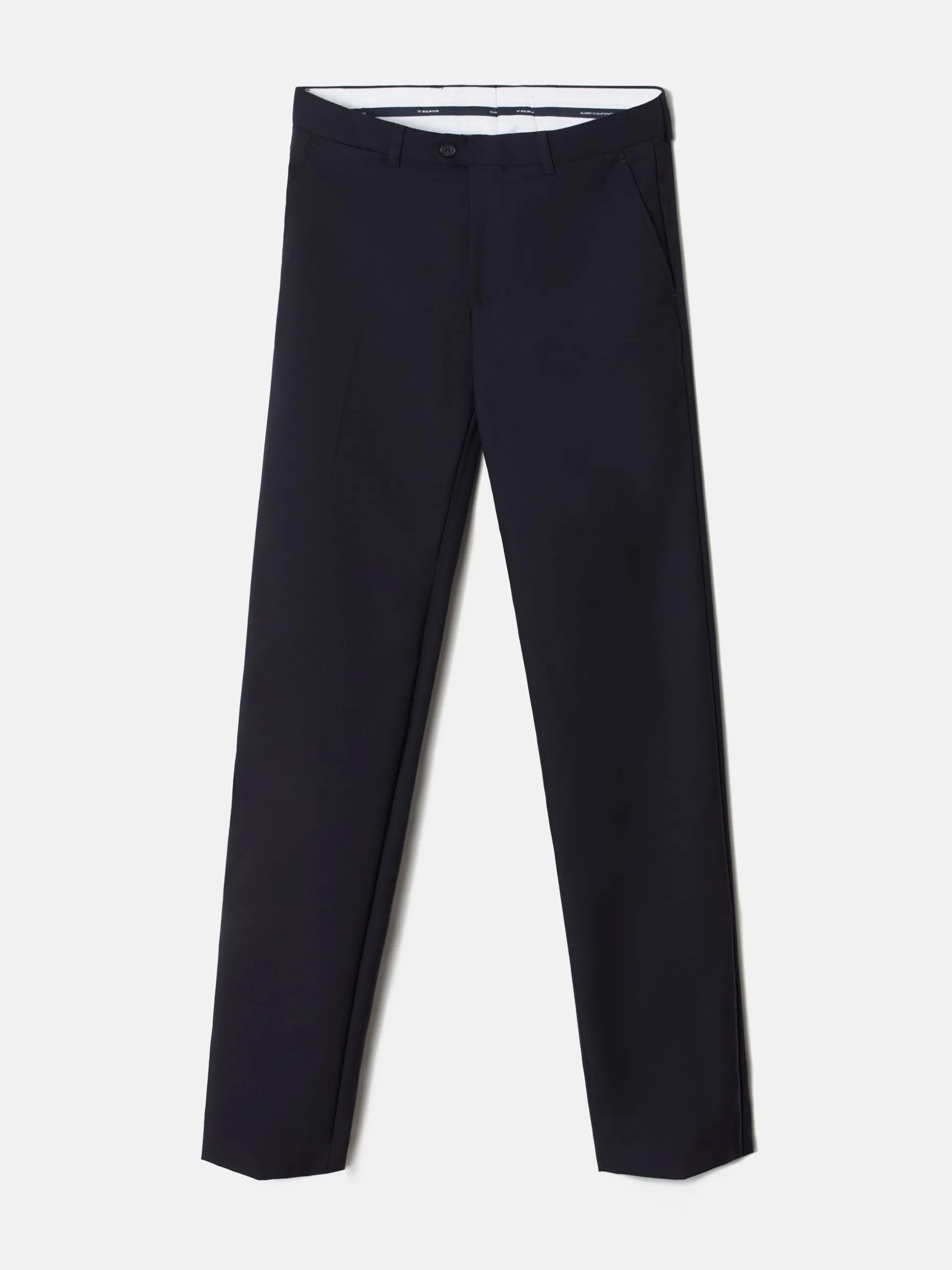 Pantalon traje cruzado stretch azul marino