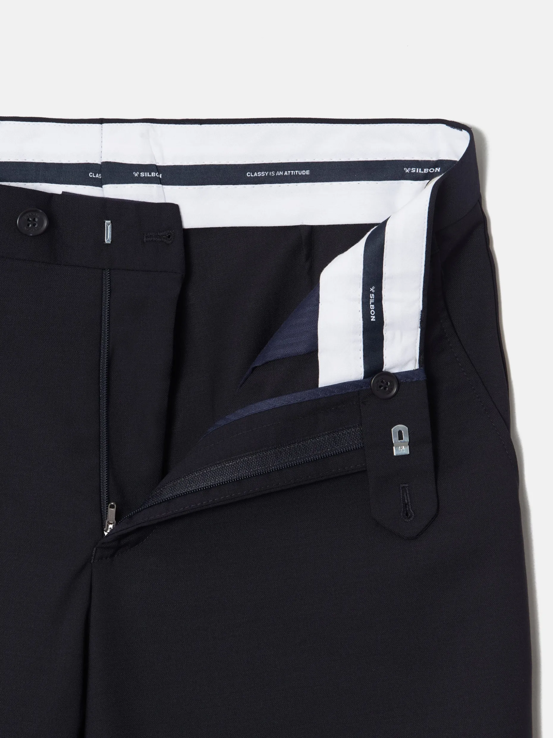 Pantalon traje cruzado stretch azul marino
