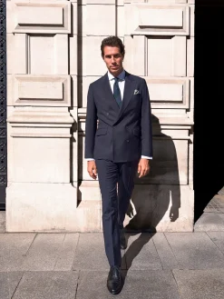 Pantalon traje cruzado stretch navy