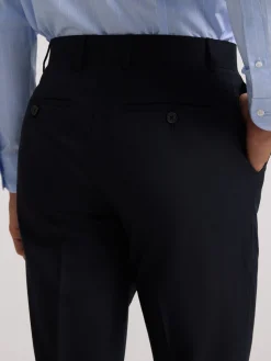 Pantalon traje natural stretch azul claro