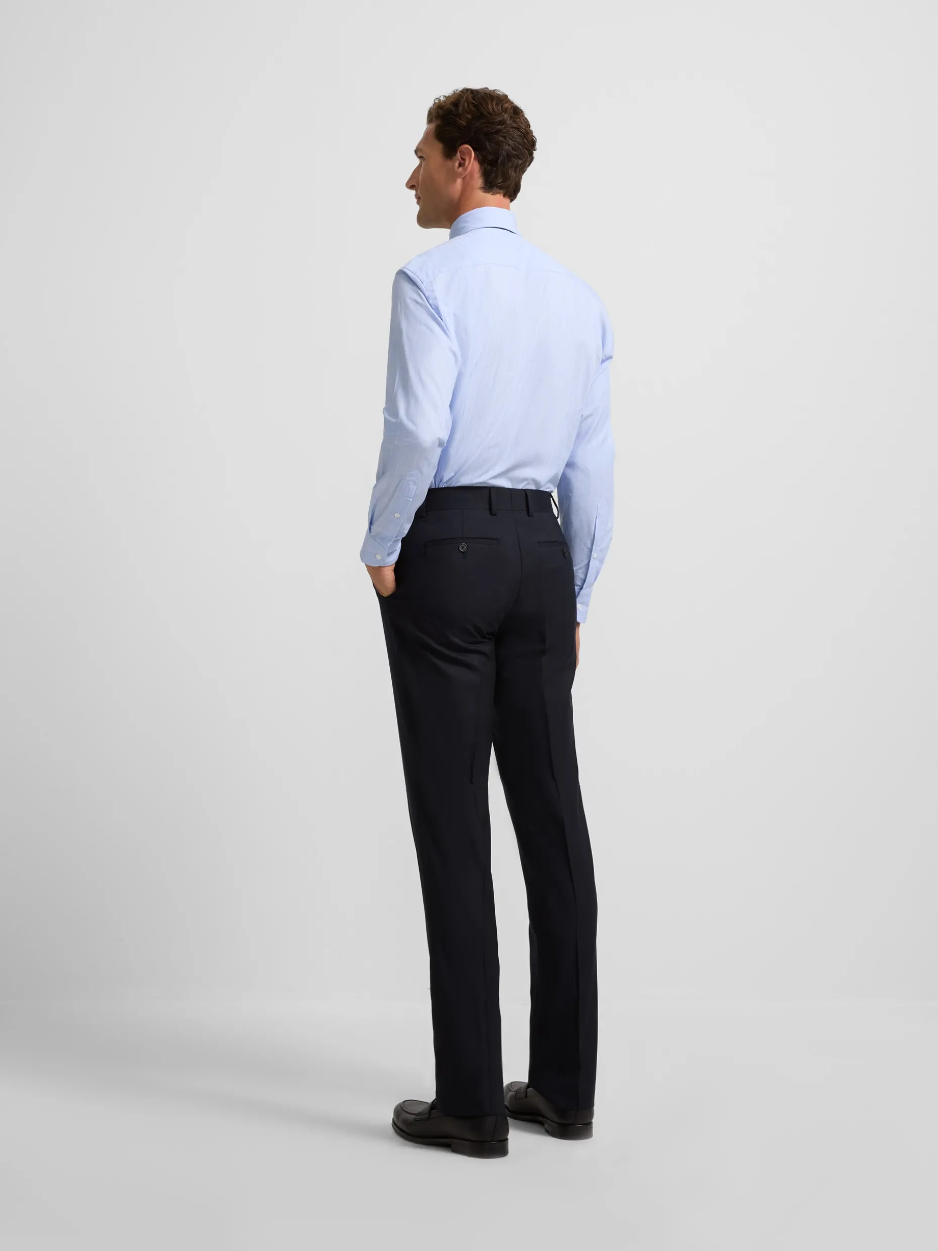 Pantalon traje natural stretch azul claro