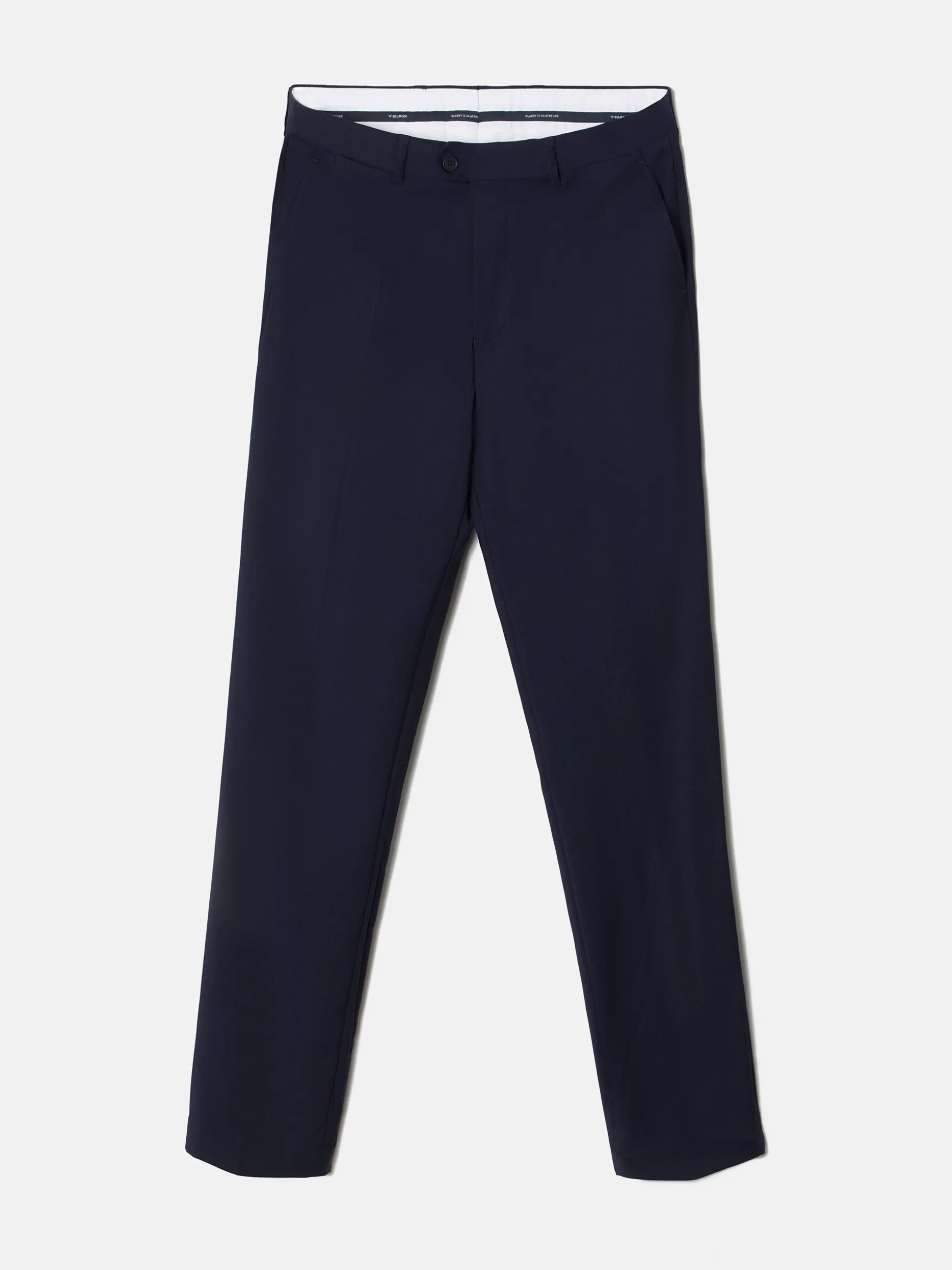 Pantalon traje natural stretch azul claro
