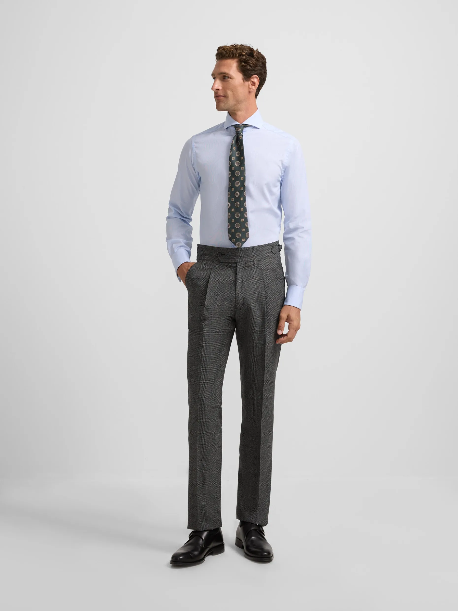 Pantalon traje pata de gallo gris