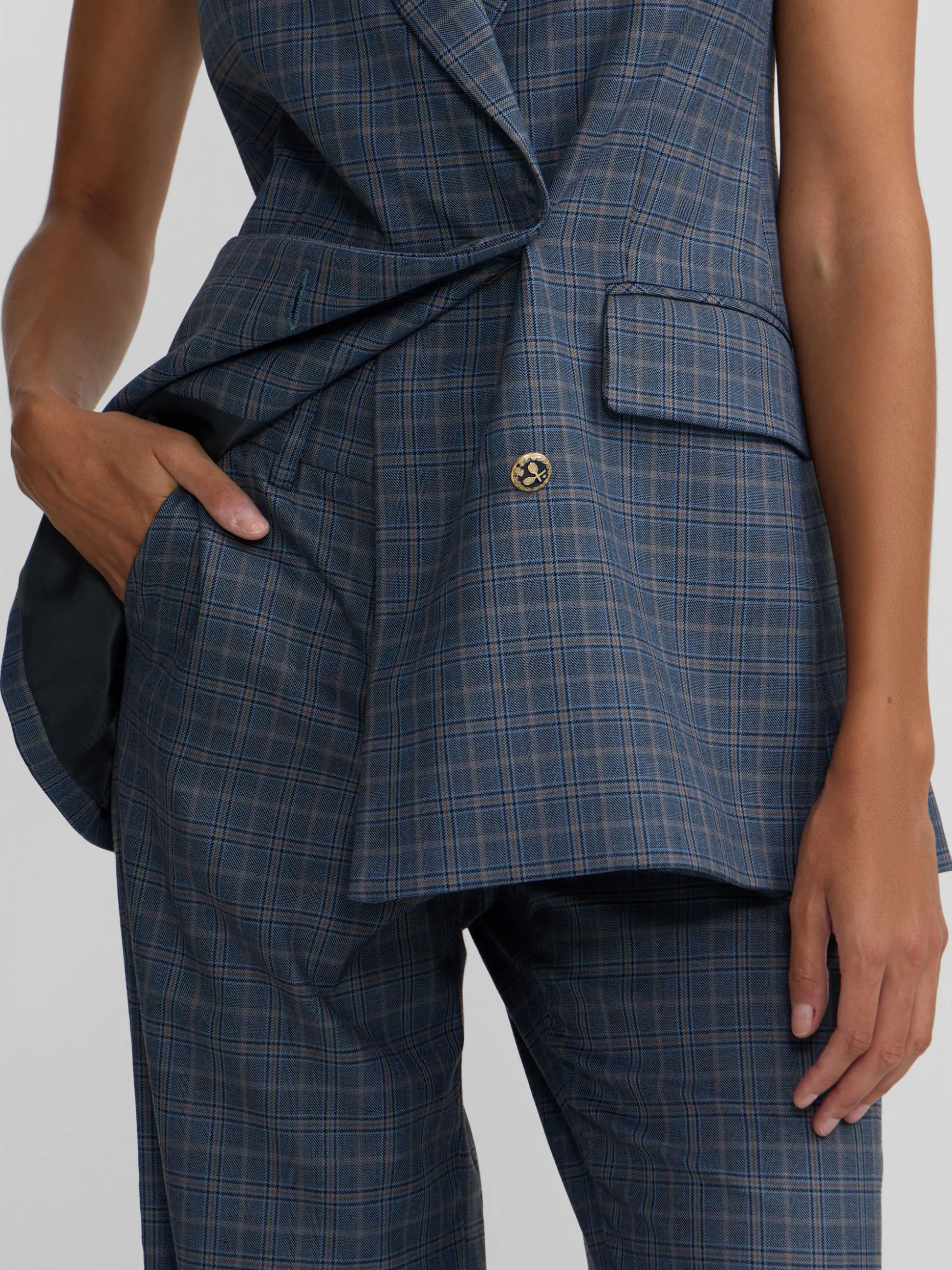 Pantalon vestir cuadros azules