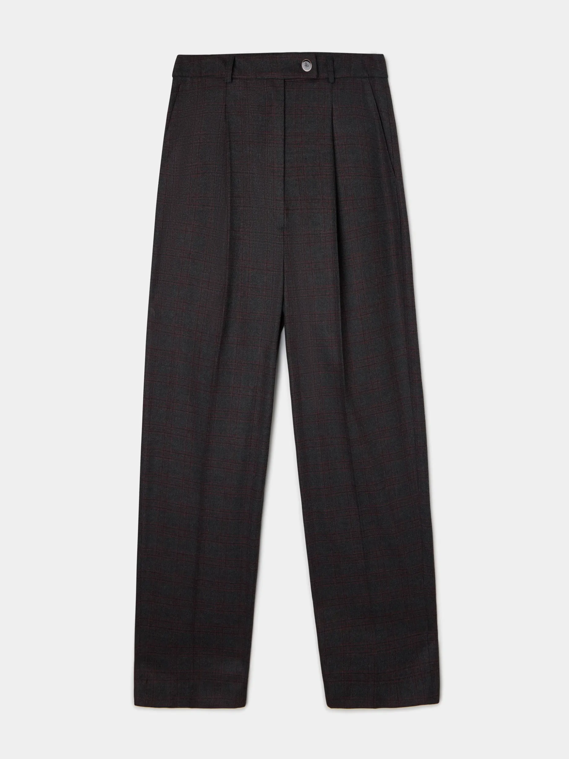 Pantalon vestir cuadros grises y burdeos
