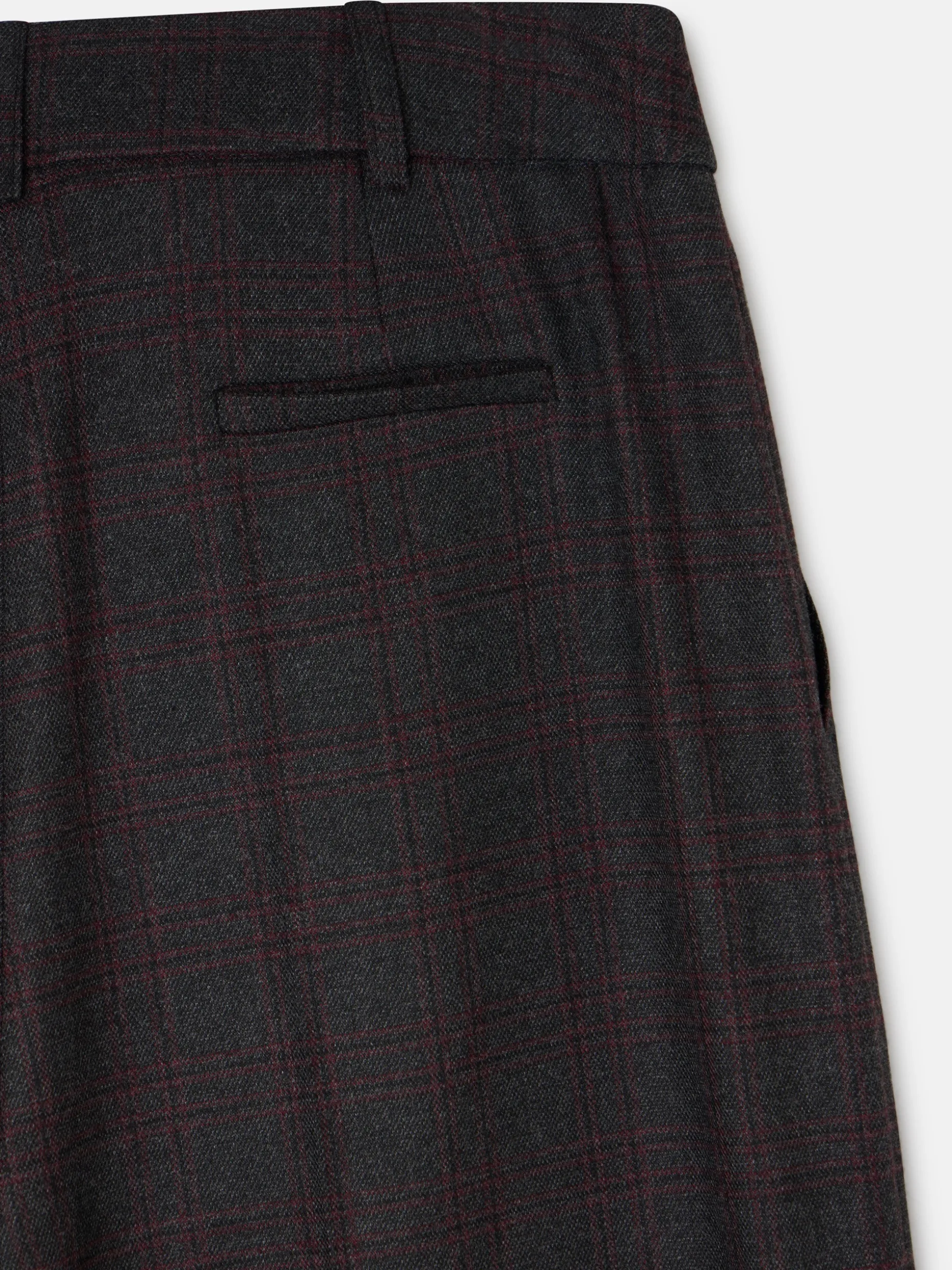 Pantalon vestir cuadros grises y burdeos