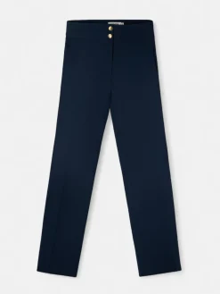 Pantalon vestir detalles saten marino