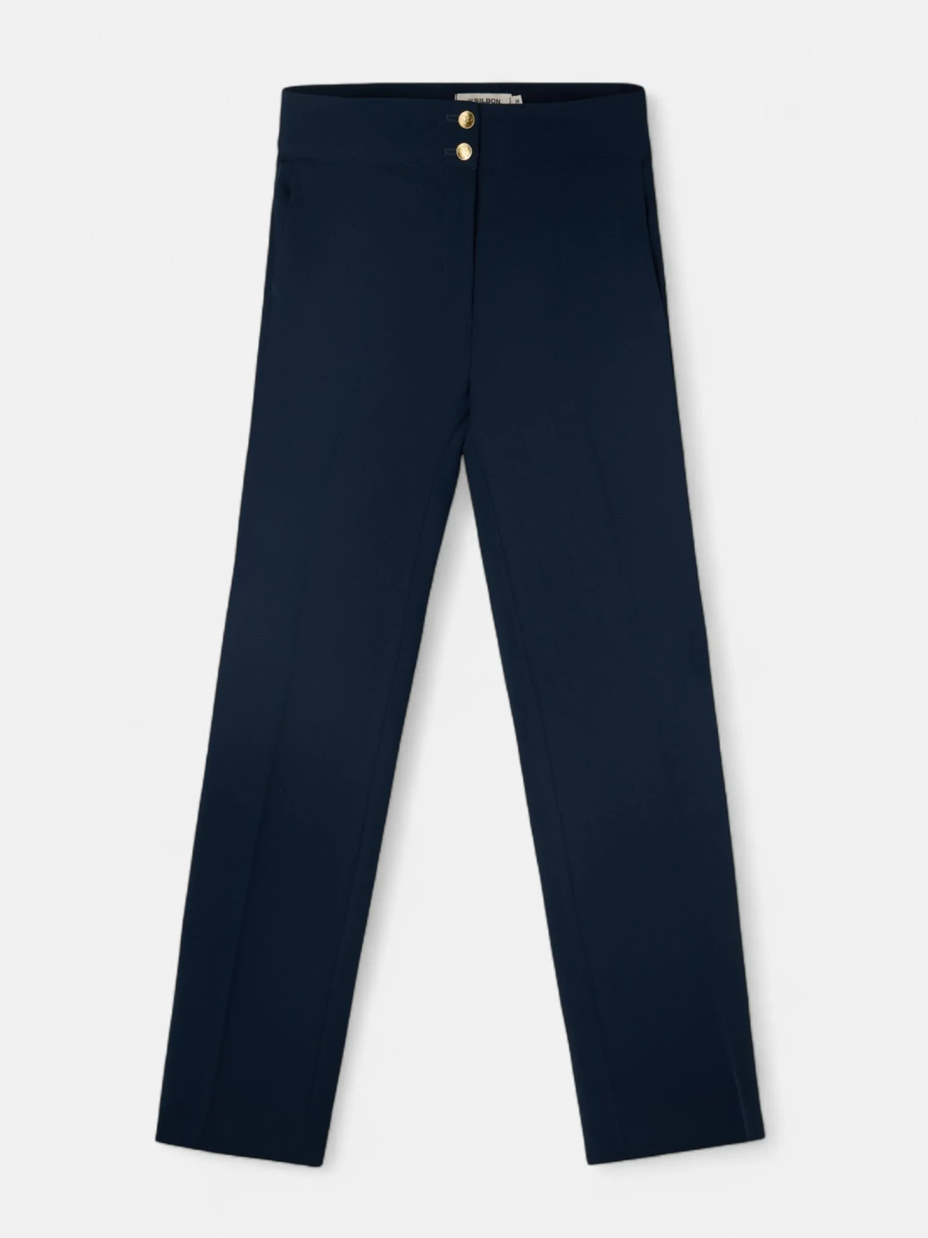 Pantalon vestir detalles saten marino