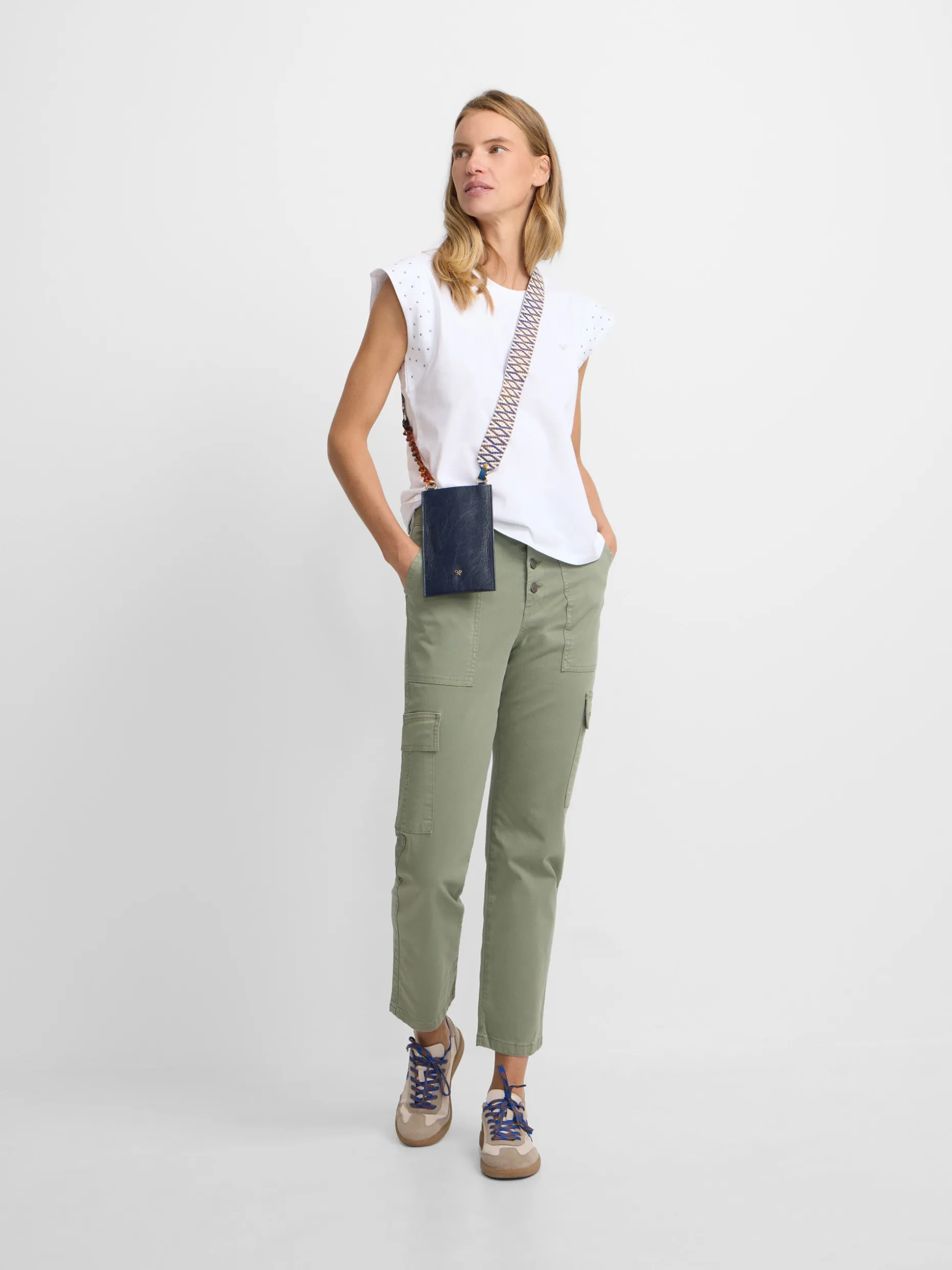 Pantalon woman denim cargo khaki