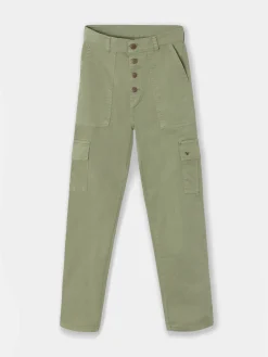 Pantalon woman denim cargo khaki