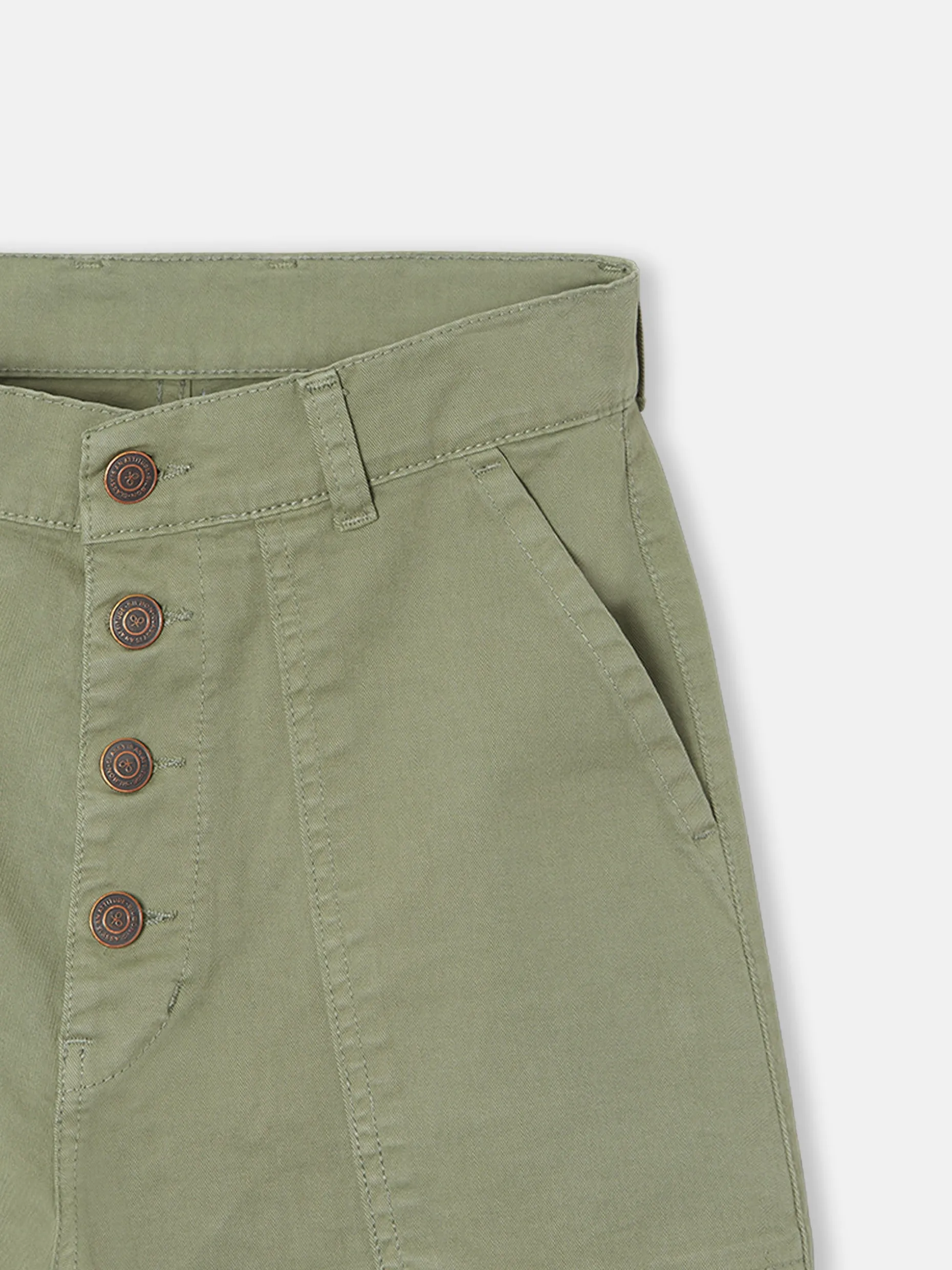 Pantalon woman denim cargo khaki