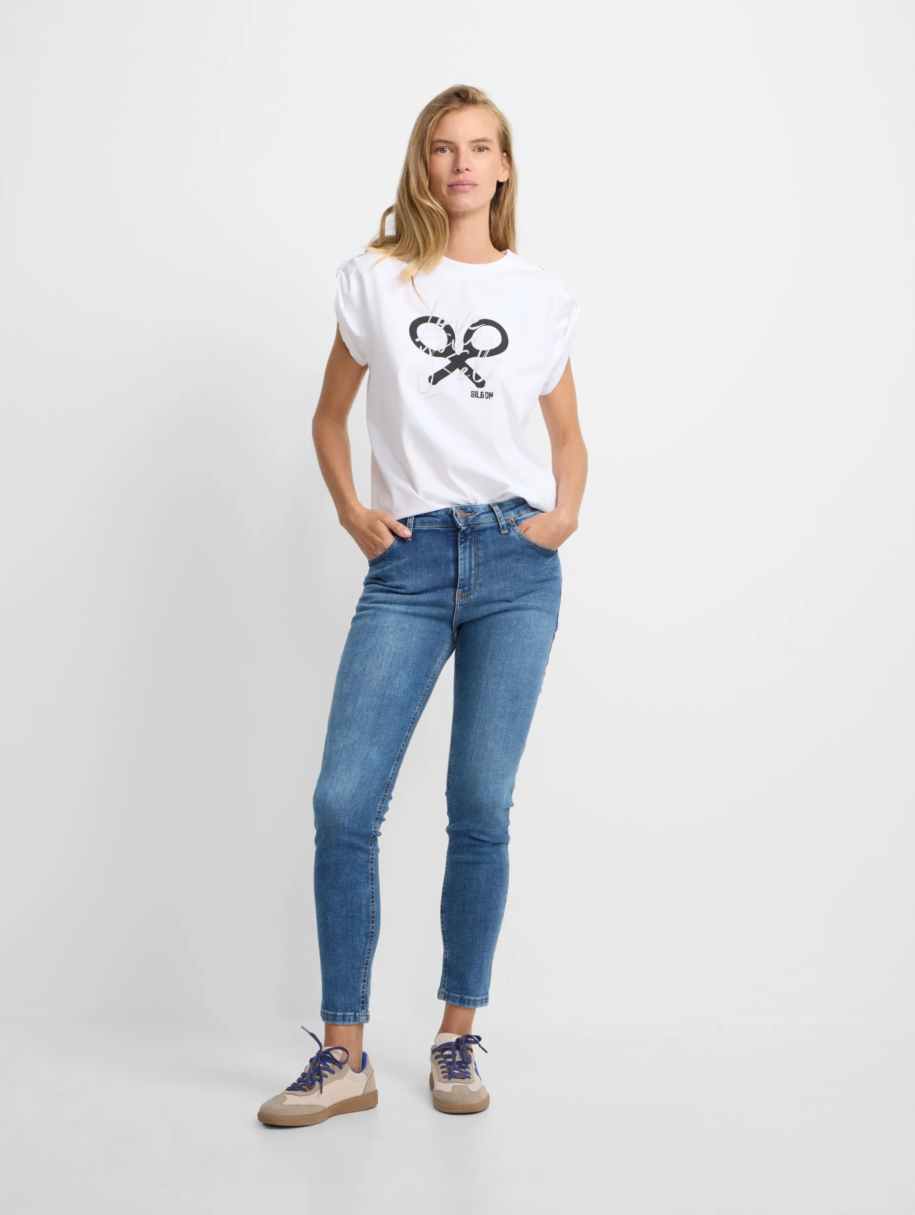 Pantalon woman slim fit denim medio