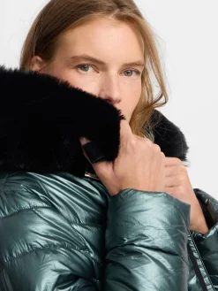 Parka larga acolchada verde